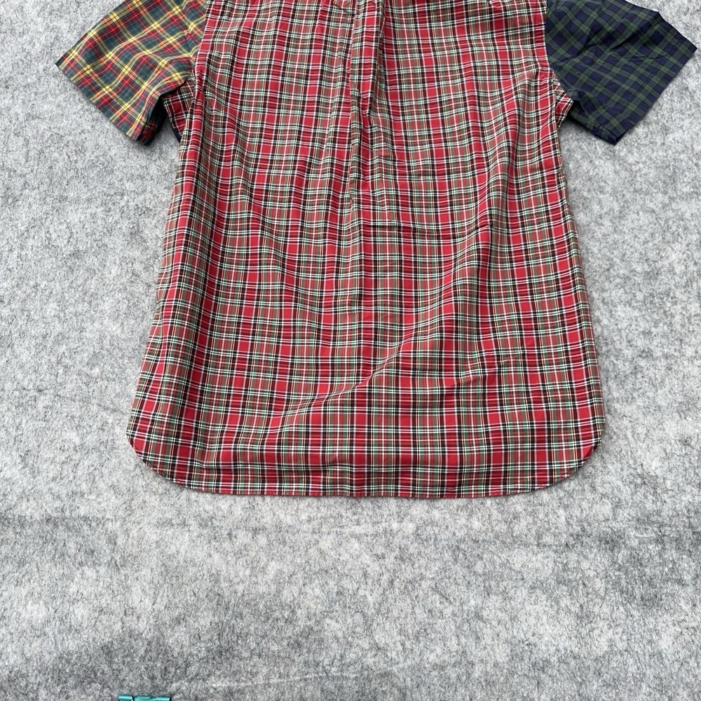 Polo Ralph Lauren Patchwork Plaid Shirt Mens Medium Henley Button Up Green - Picture 8 of 15